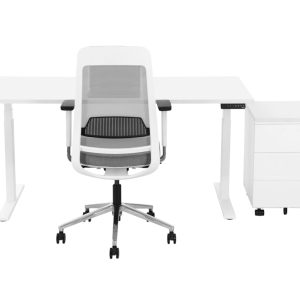 YOUP02 elektrisch zit-sta bureau 180×80 cm volledig wit – 150 kg