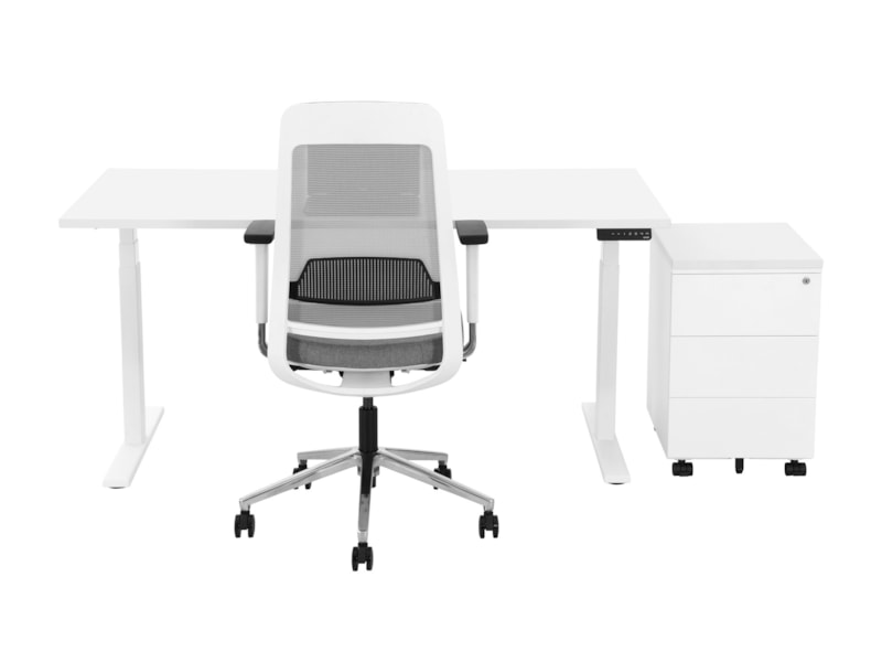 YOUP02 elektrisch zit-sta bureau 120×80 cm volledig wit – 150 kg