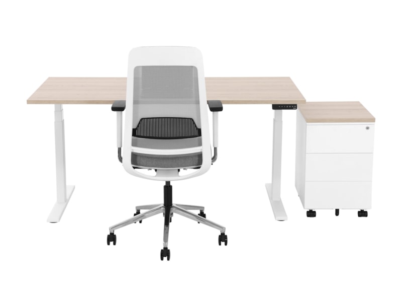 YOUP02 elektrisch zit-sta bureau 160×80 cm Scandinavisch eiken wit – 150 kg