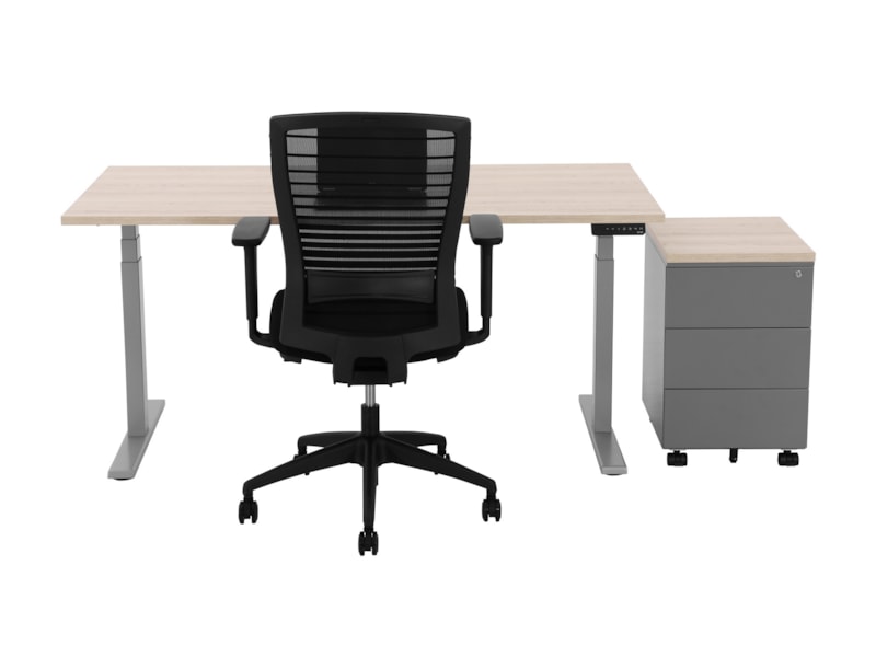 YOUP02 elektrisch zit-sta bureau 200×80 cm Scandinavisch eiken zilvergrijs – 150 kg