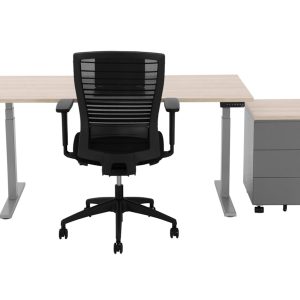 YOUP02 elektrisch zit-sta bureau 160×80 cm Scandinavisch eiken zilvergrijs – 150 kg