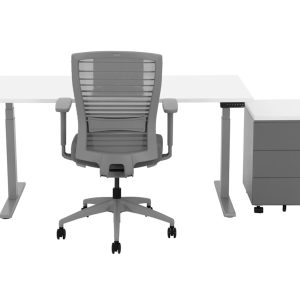 YOUP02 elektrisch zit-sta bureau 140×80 cm wit zilvergrijs – 150 kg