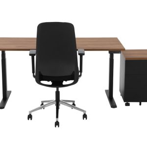 YOUP02 elektrisch zit-sta bureau 160×80 cm cognac walnoten zwart – 150 kg