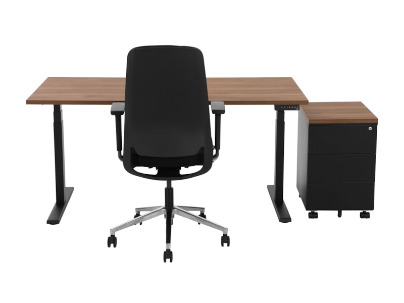 YOUP02 elektrisch zit-sta bureau 160×80 cm cognac walnoten zwart – 150 kg