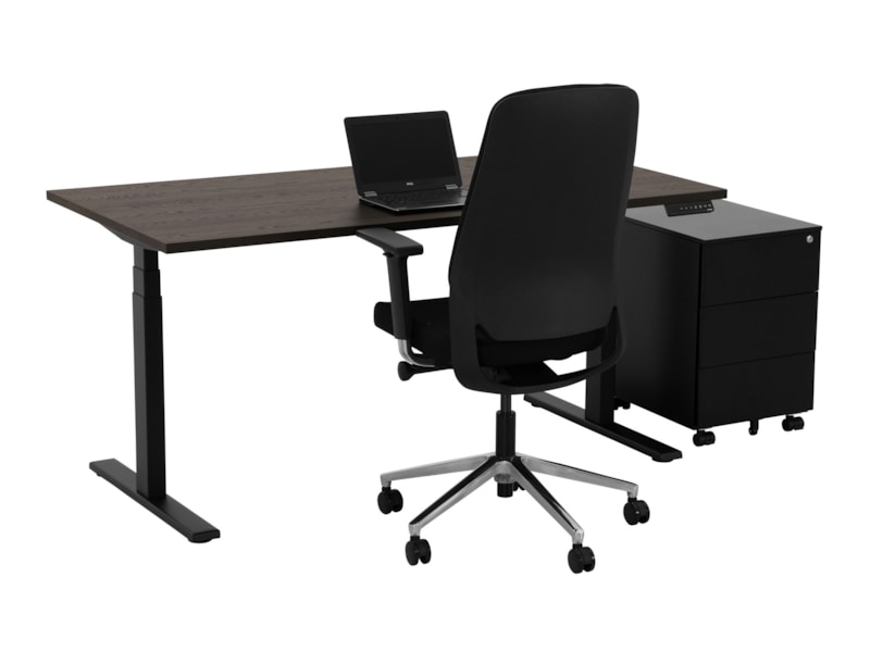 YOUP02 elektrisch zit-sta bureau 120×80 cm donker sepia zwart – 150 kg