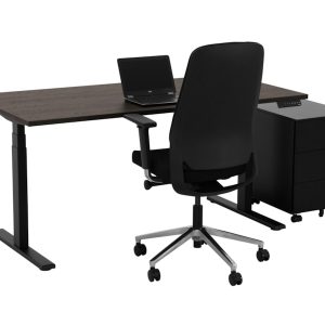 YOUP02 elektrisch zit-sta bureau 140×80 cm donker sepia zwart – 150 kg