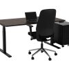 YOUP02 elektrisch zit-sta bureau 200×80 cm donker sepia zwart – 150 kg