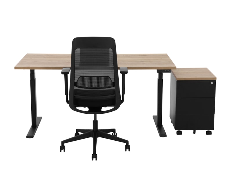 YOUP02 elektrisch zit-sta bureau 200×80 cm eiken zwart – 150 kg