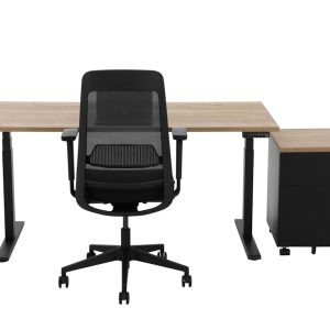 YOUP02 elektrisch zit-sta bureau 160×80 cm eiken zwart – 150 kg