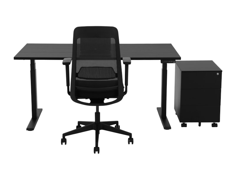YOUP02 elektrisch zit-sta bureau 160×80 cm volledig zwart – 150 kg