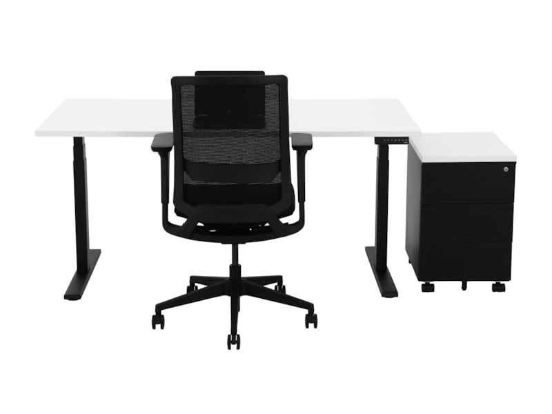 YOUP02 elektrisch zit-sta bureau 160×80 cm wit zwart – 150 kg