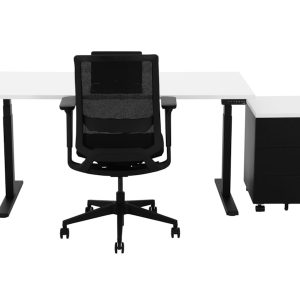 YOUP02 elektrisch zit-sta bureau 140×80 cm wit zwart – 150 kg