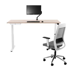 YOUP03 elektrisch zit-sta bureau 140×80 cm Scandinavisch eiken wit met Bluetooth