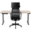 YOUP03 elektrisch zit-sta bureau 140×80 cm Scandinavisch eiken zilvergrijs met Bluetooth