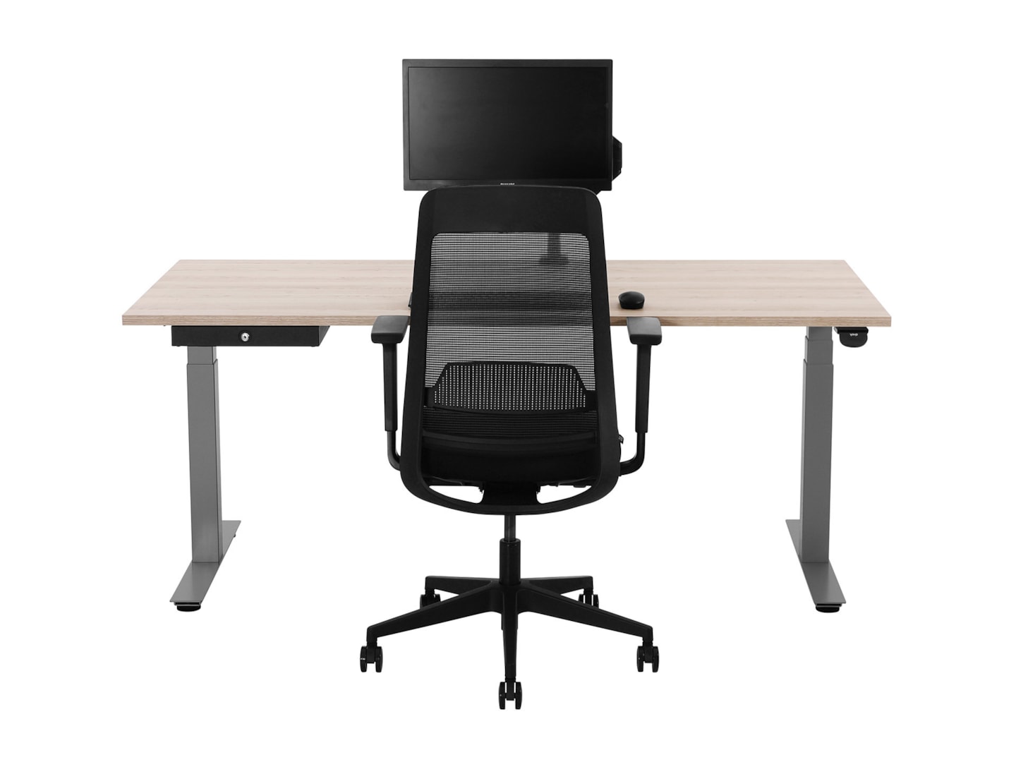 YOUP03 elektrisch zit-sta bureau 140×80 cm Scandinavisch eiken zilvergrijs met Bluetooth