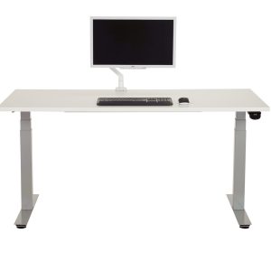 YOUP03 elektrisch zit-sta bureau 180×80 cm wit zilvergrijs met Bluetooth