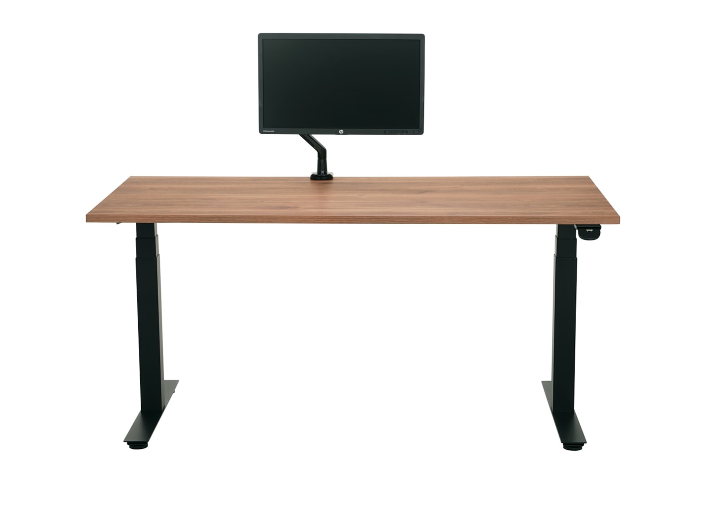 YOUP03 elektrisch zit-sta bureau 200×100 cm cognac walnoten zwart met Bluetooth