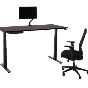 YOUP03 elektrisch zit-sta bureau 160×80 cm donker sepia zwart met Bluetooth
