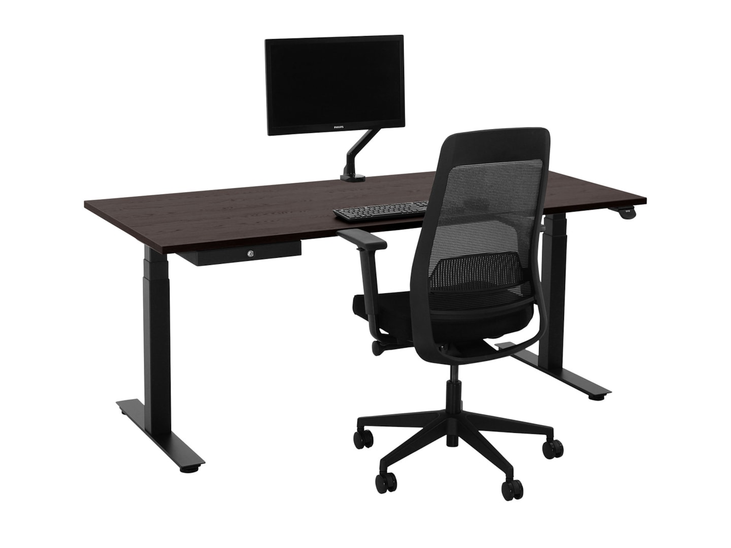 YOUP03 elektrisch zit-sta bureau 160×80 cm donker sepia zwart met Bluetooth - Afbeelding 3