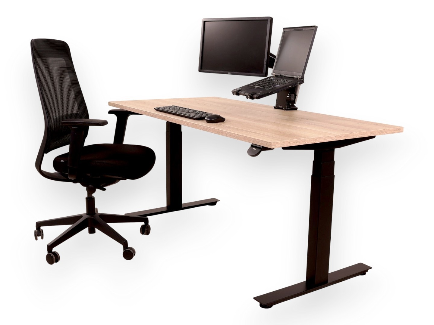 YOUP03 elektrisch zit-sta bureau 200×100 cm Scandinavisch eiken zwart met Bluetooth