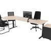 YOUP11 elektrisch bureau met vergaderstuk 200×80–Ø120 cm scandinavisch eiken zwart