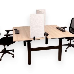 BASE06E elektrisch zit-sta duobureau 2×160×80 cm Scandinavisch eiken zwart