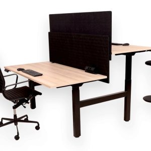 BASE06E elektrisch zit-sta duobureau 2×160×80 cm Scandinavisch eiken zwart - Afbeelding 3