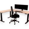 BURO02 elektrisch zit-sta hoekbureau 200×160 cm scandinavisch eiken zwart