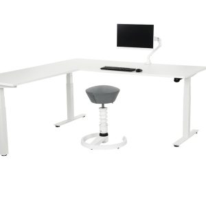 YOUP04 elektrisch zit-sta hoekbureau 200×180 cm volledig wit