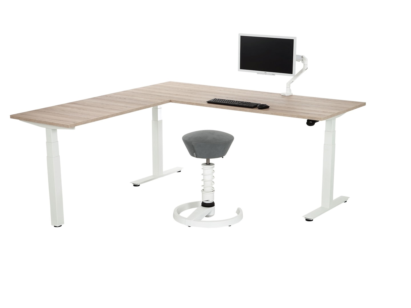 YOUP04 elektrisch zit-sta hoekbureau 200×220 cm scandinavisch eiken wit
