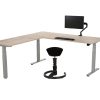 YOUP04 elektrisch zit-sta hoekbureau 200×200 cm scandinavisch eiken zilvergrijs