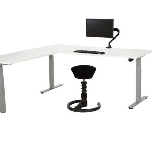 YOUP04 elektrisch zit-sta hoekbureau 200×180 cm wit zilvergrijs - Afbeelding 2