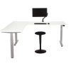 YOUP04 elektrisch zit-sta hoekbureau 160×160 cm wit zilvergrijs