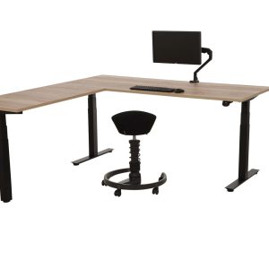 YOUP04 elektrisch zit-sta hoekbureau 200×180 cm eiken zwart