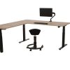 YOUP04 elektrisch zit-sta hoekbureau 200×160 cm eiken zwart