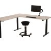 YOUP04 elektrisch zit-sta hoekbureau 200×220 cm scandinavisch eiken zwart