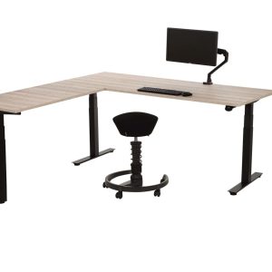 YOUP04 elektrisch zit-sta hoekbureau 200×220 cm scandinavisch eiken zwart
