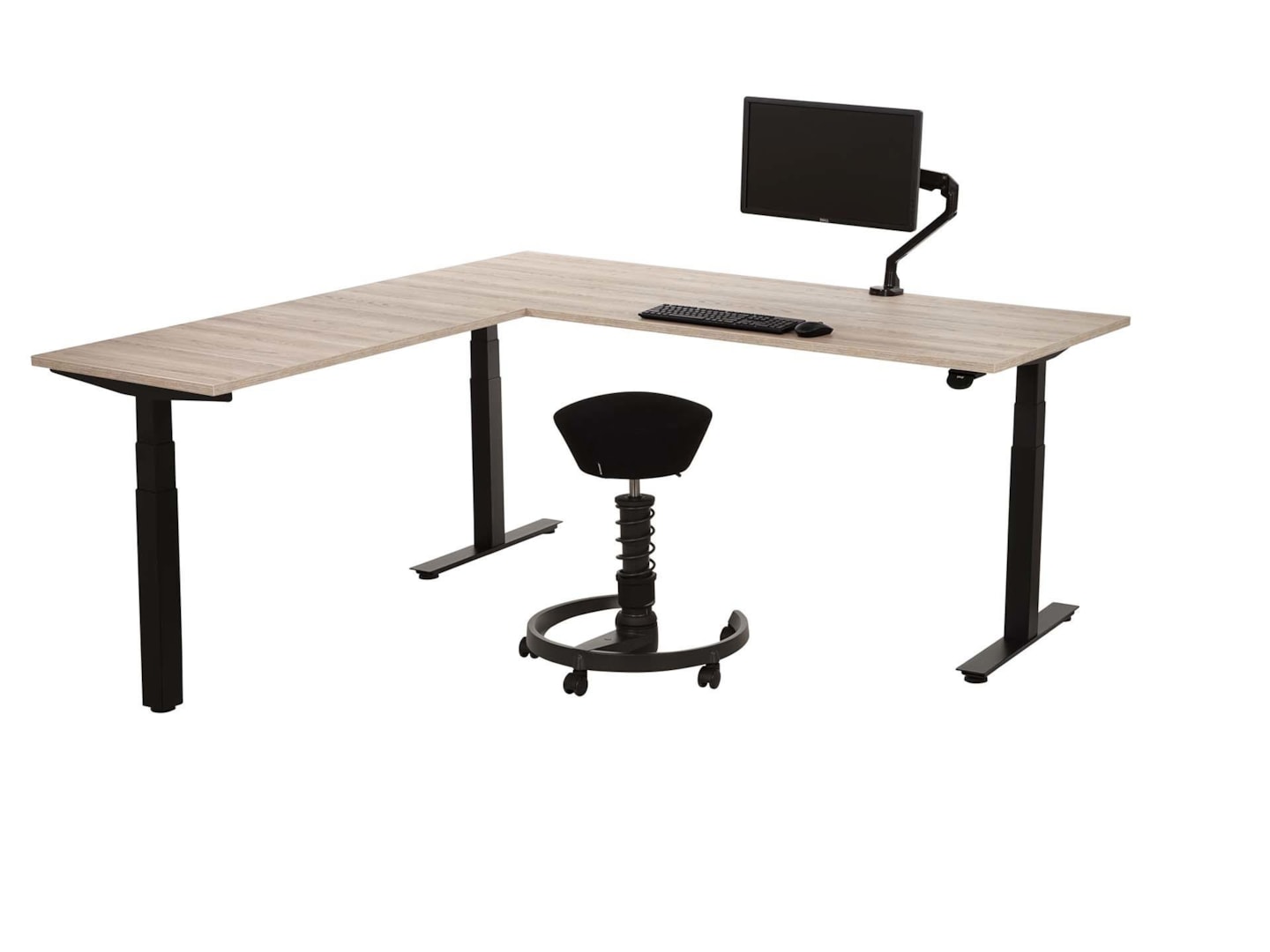YOUP04 elektrisch zit-sta hoekbureau 200×220 cm scandinavisch eiken zwart