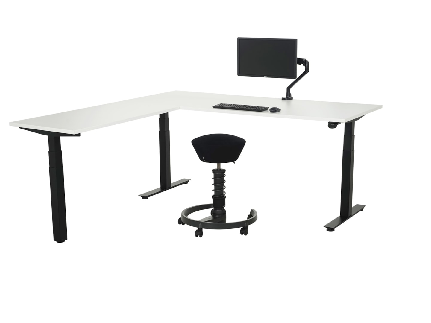 YOUP04 elektrisch zit-sta hoekbureau 200×220 cm wit zwart