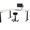 YOUP04 elektrisch zit-sta hoekbureau 200×200 cm wit zwart