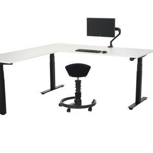 YOUP04 elektrisch zit-sta hoekbureau 160×160 cm wit zwart