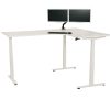YOUP05 elektrisch zit-sta hoekbureau met ronde binnenhoek 160×120 cm volledig wit