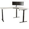 YOUP05 elektrisch zit-sta hoekbureau met ronde binnenhoek 160×120 cm wit zwart