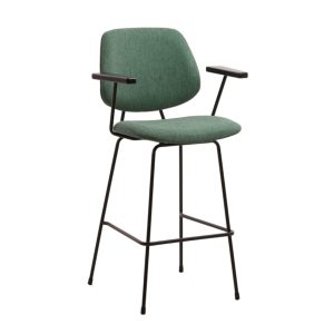 Eva barkruk bosgroen met houten armleggers en zwart frame