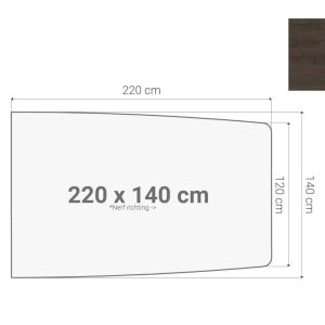 Half bootvormig vergadertafelblad 220×140 cm donker sepia
