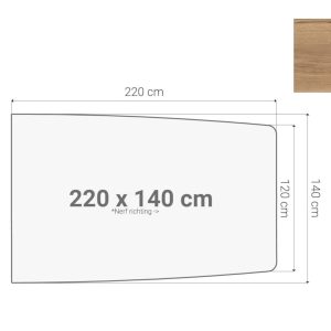 Half bootvormig vergadertafelblad 220×140 cm eiken