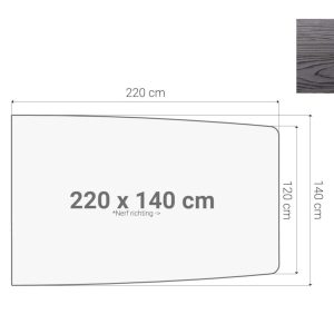 Half bootvormig vergadertafelblad 220×140 cm zwart