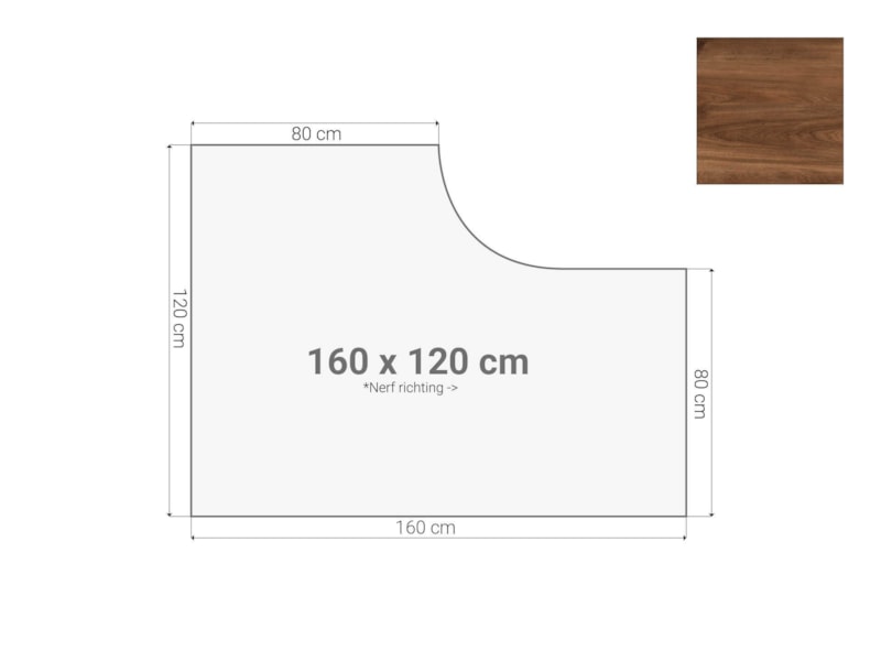 Los hoekbureaublad 160×120 cm cognac walnoten