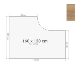 Los hoekbureaublad 160×120 cm eiken