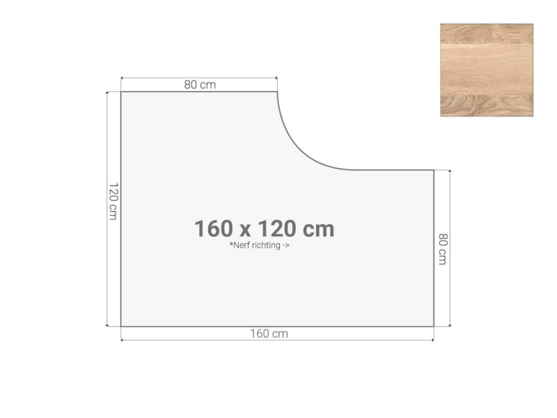 Los hoekbureaublad 160×120 cm scandinavisch eiken